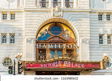 London. August 2018. A View Of The Hamilton Theatre Show At The Palace Theatre In Victoria In London