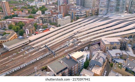 London Bridge station from above - train coming in - travel photography