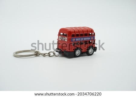London bus key-ring souvenir with white background