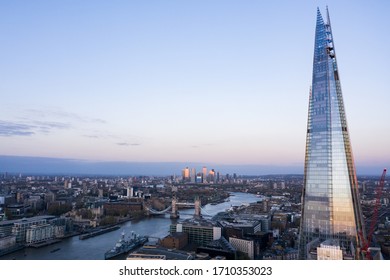 London City, 20 April 2020: Aerial View Of The City Of London Shard 