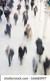 London City Airport, Train & Tube, Blur People Passenger Movement In Rush Hour 