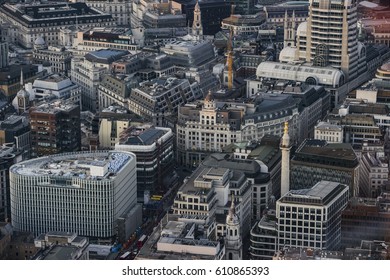 London city center at the evening, seen from above.
