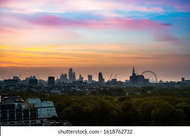 London City Dramatic Sunrise City Scape 