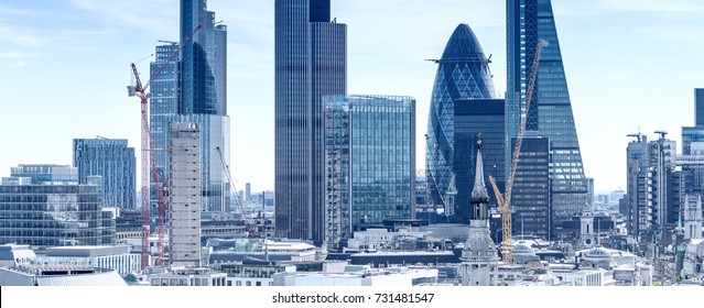 London City. Modern Skyline Of Business District.