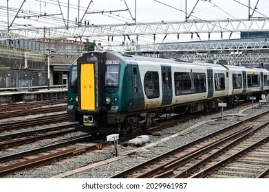 London, London City, UK-August 24 2021: A  British Rail Class 350 Desiro Leaving Euston Station In London.