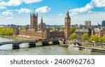 London cityscape with Houses of Parliament and Big Ben tower, UK