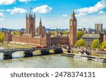 London cityscape with Houses of Parliament and Big Ben tower, UK