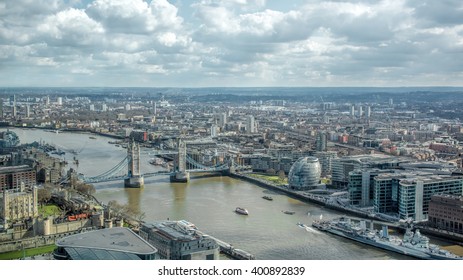 London Cityscape Skyline. River Thames Landmarks View