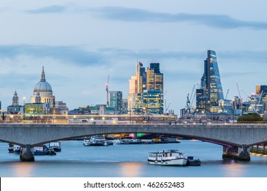 London Cityscape And Waterloo Bridge