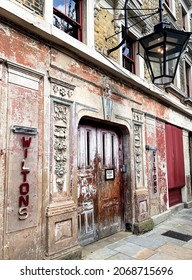 LONDON, ENGLAND - 04.10.2021. Wilton's Music Hall In Whitechapel Area, East End Of London. The Oldest Music Hall In The World. Entrance And Facade Of Charming Old Theatre. Selective Focus. Vertical