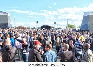 London, England - 05.12.2019: London Is The Capital And Largest City Of Both England And The United Kingdom. Happy People On A Concert After Watching The Football Game Tottenham - Everton 2-2.