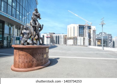 London, England - 05.13.2019: London Is The Capital And Largest City Of Both England And The United Kingdom. Statue Of Rugby League Legends