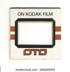 London, England, 06/06/2016 Kodachrome kodak oto film Transparency Vintage Slide film mount, isolated on a white background