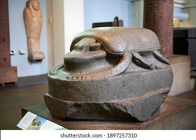 London England; 08,29,2015: Colossal Quartz Diorite Statue Of A Scarab At The British Museum In London