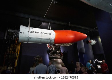 London England; 08,31,2015: Black Arrow Rocket At The Science Museum In London