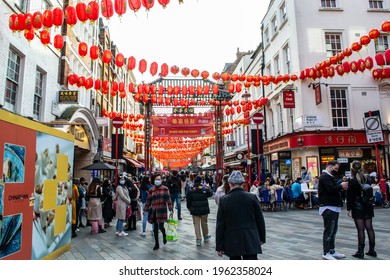 LONDON, ENGLAND- 17 April 2021: Chinatown Busy With People After Intial Lockdown Easing In England