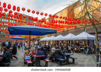 LONDON, ENGLAND- 17 April 2021: Chinatown Busy With People After Intial Lockdown Easing In England