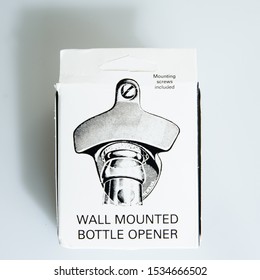 London, England, 18/10/19 Retro Or Boxed Starr Wall Mounted Bottle Opener For A Pub, Bar, Man Cave. Alcoholics Using The Cast Iron Product To Feed Addiction. Reduce Waste Bottle Caps Falling In Bin 