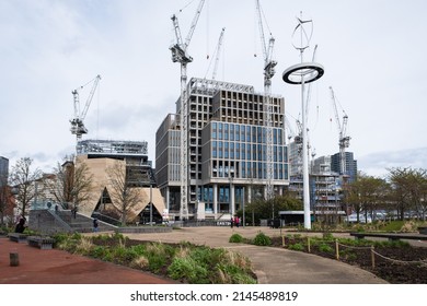 London, England – 2022 : VA, UAL’s London College Of Fashion Under Construction, East Bank, Queen Elizabeth Olympic Park, Stratford