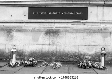 LONDON, ENGLAND- 31 March 2021: Plaque On The National Covid Memorial Wall