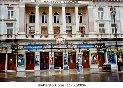 London, England- 4 August 2017: Landscape Of Her Majestys Theatre In London.