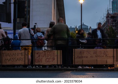 LONDON, ENGLAND- 4 June 2021: Remember Tiananmen 1989 Event For The 32nd Anniversary Memorial Of Tiananmen Square Protests