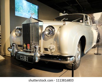 London, England - April 18, 2014. A Rolls-Royce Silver Cloud car, which was used in James Bond "Licence to kill" film in 1989, seen in an exhibition of James Bond cars in London.