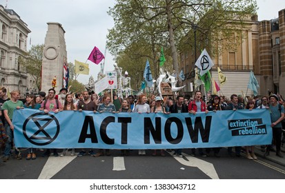 London, England. April 23rd, 2019. Extinction Rebellion demonstration in Parliament Square, London. 