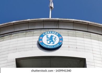 LONDON, ENGLAND - APRIL 9, 2015: Chelsea FC Logo On Stamford Bridge In London, England