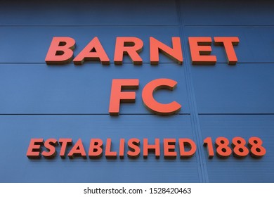 LONDON, ENGLAND - AUGUST 26, 2019: Barnet FC Sign At The Hive Stadium In London, England