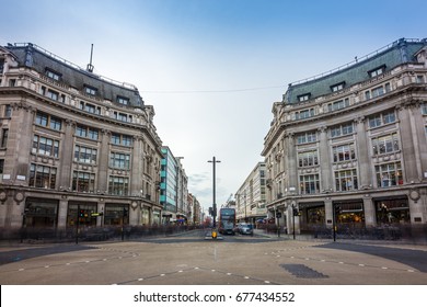 London, England - The Famous Oxford Circus With Oxford Street And Regent Street On A Busy Day