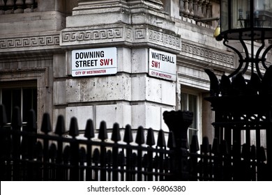 LONDON, ENGLAND FEB 17: Downing Street is the official office of the British Prime minister on Feb 17, 2012 in London, United Kingdom.