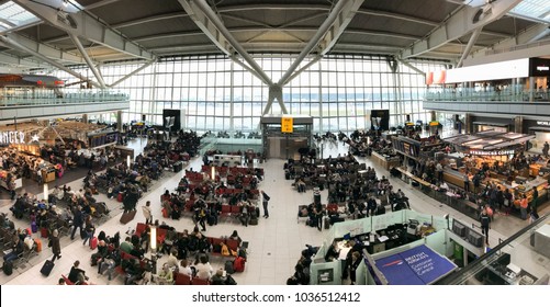 London, England - January 2018: Interior View Of Terminal 5 At Heathrow Airport