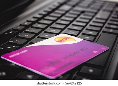 LONDON, ENGLAND - JANUARY 21, 2017: Nectar Card On A Black Laptop Keyboard.