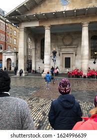 London, London / England - January 22 2020: Unicyclist Outside St Pauls Church, Covent Garden