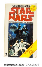 London, England - January 23, 2016: Star Wars Paperback Book 1977, Written By George Lucas