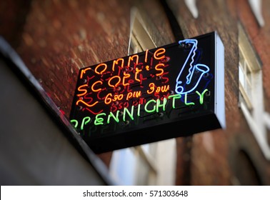 London, England - January 28, 2010: Ronnie Scotts Jazz Club, 47 Frith Street, Soho, London, Britain. First Opened In 1965, This Was The Clubs Second Venue.