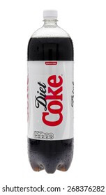 London, England - January 3, 2013: Two Litre Bottle of Diet Coke on white background, Made by Coca Cola.