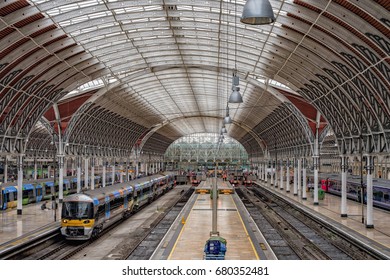 LONDON, ENGLAND - JULY 18 2017 -  Many Travellers in Paddington Station, one of UK Capital most busy