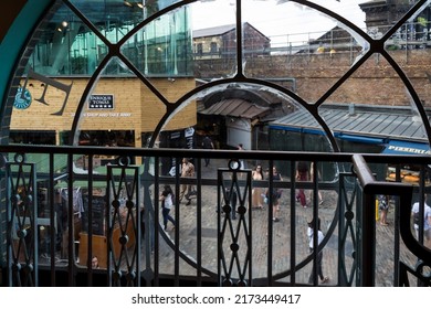 London, England – July 2018 – Architectural detail of Camden Town, a district of northwest London hosting street markets and music venues that are strongly associated with alternative culture
