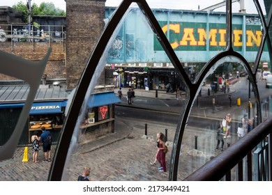 London, England – July 2018 – Architectural detail of Camden Town, a district of northwest London hosting street markets and music venues that are strongly associated with alternative culture