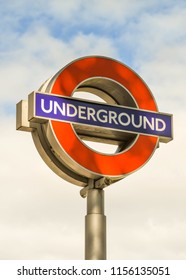 LONDON, ENGLAND - JULY 2018: Close Up Of Sign Above Green Park Tube Station In Central London.