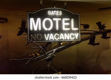 LONDON, ENGLAND - JULY 22, 2016: Bates Motel From The Hitchcock Psycho Film, ,Madame Tussauds Wax Museum. It Is A Major Tourist Attraction In London