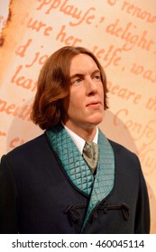 LONDON, ENGLAND - JULY 22, 2016: Oscar Wilde, famous writer, Madame Tussauds wax museum. It is a major tourist attraction in London