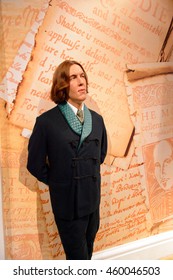 LONDON, ENGLAND - JULY 22, 2016: Oscar Wilde, famous writer, Madame Tussauds wax museum. It is a major tourist attraction in London