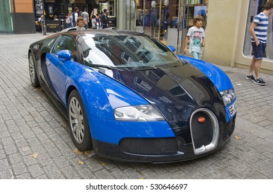 LONDON, ENGLAND - JULY 30: Bugatti Veyron Parked On The Street On July 30, 2016 In London. One Of The Best Places In The World To Spot Super Cars, Especially After Ramadan. 