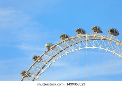 LONDON ENGLAND - JUNE 1, 2019: London Eye Close Up London England