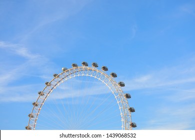 LONDON ENGLAND - JUNE 1, 2019: London Eye Close Up London England