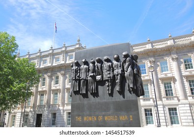 LONDON ENGLAND - JUNE 1, 2019: Women Of World War II Monument At The Cenotaph National War Memorial Remembrance Site London UK