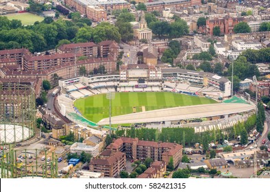 LONDON, ENGLAND - JUNE 2015: Aerial View Of The Kia Oval Cricket Ground From Helicopter.